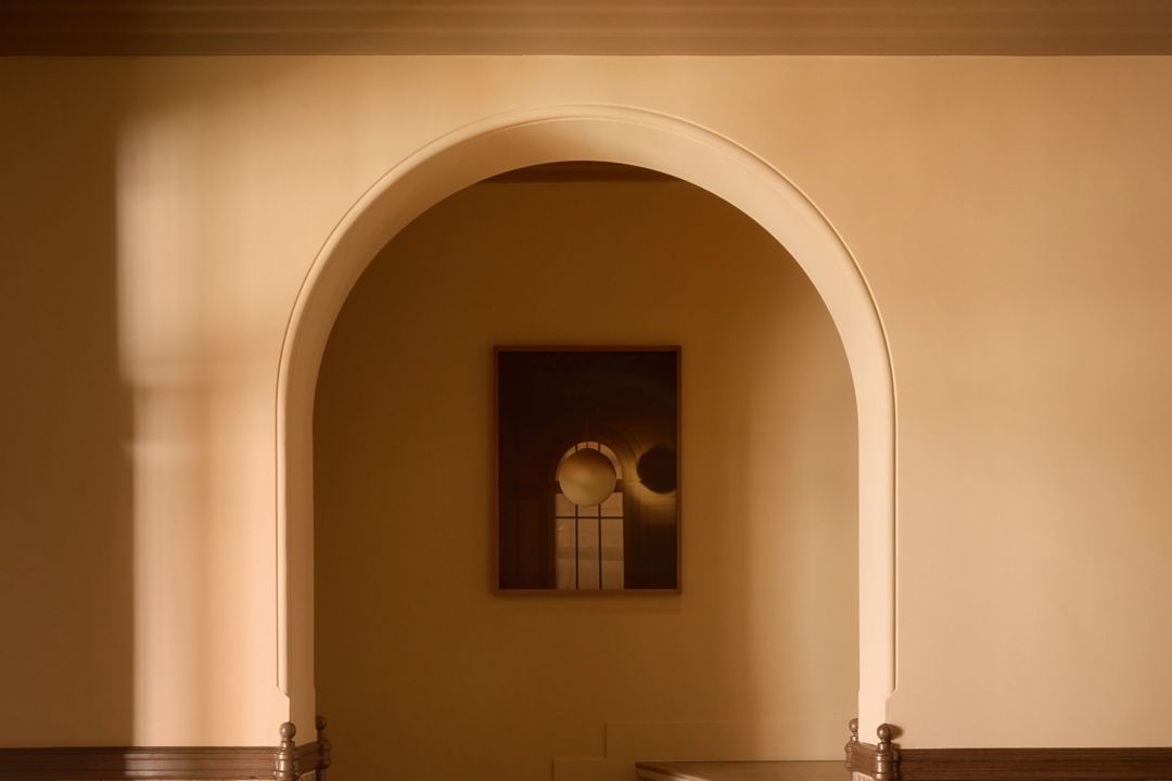 Large sculpture of an architectural structure in lobby